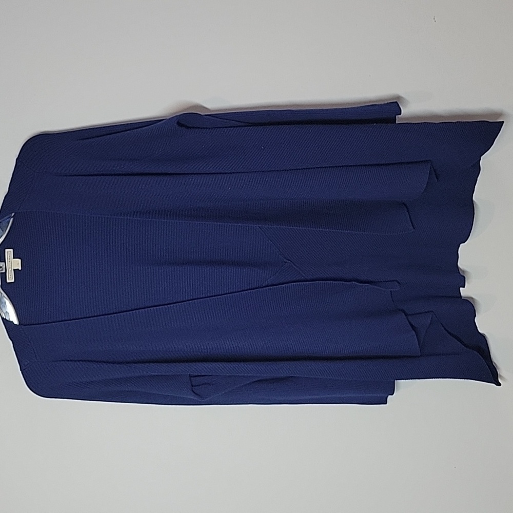 Dana Buchman blue open front knit cardigan sweater